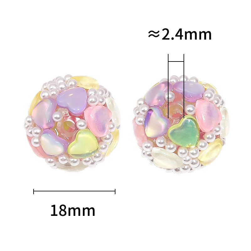 Wholesale 20pcs Heavy Industry Color Mermaid Heart Diamond DIY Pearl Diamond Ball